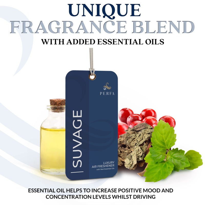 Perfa Savage Disposable Card Freshener for Men | Car Scents Air Freshener with Sauvage Fragrance | Strong Car Perfume Air Freshener with Odour Eliminating Technology | Suvage by Perfa - Image 5